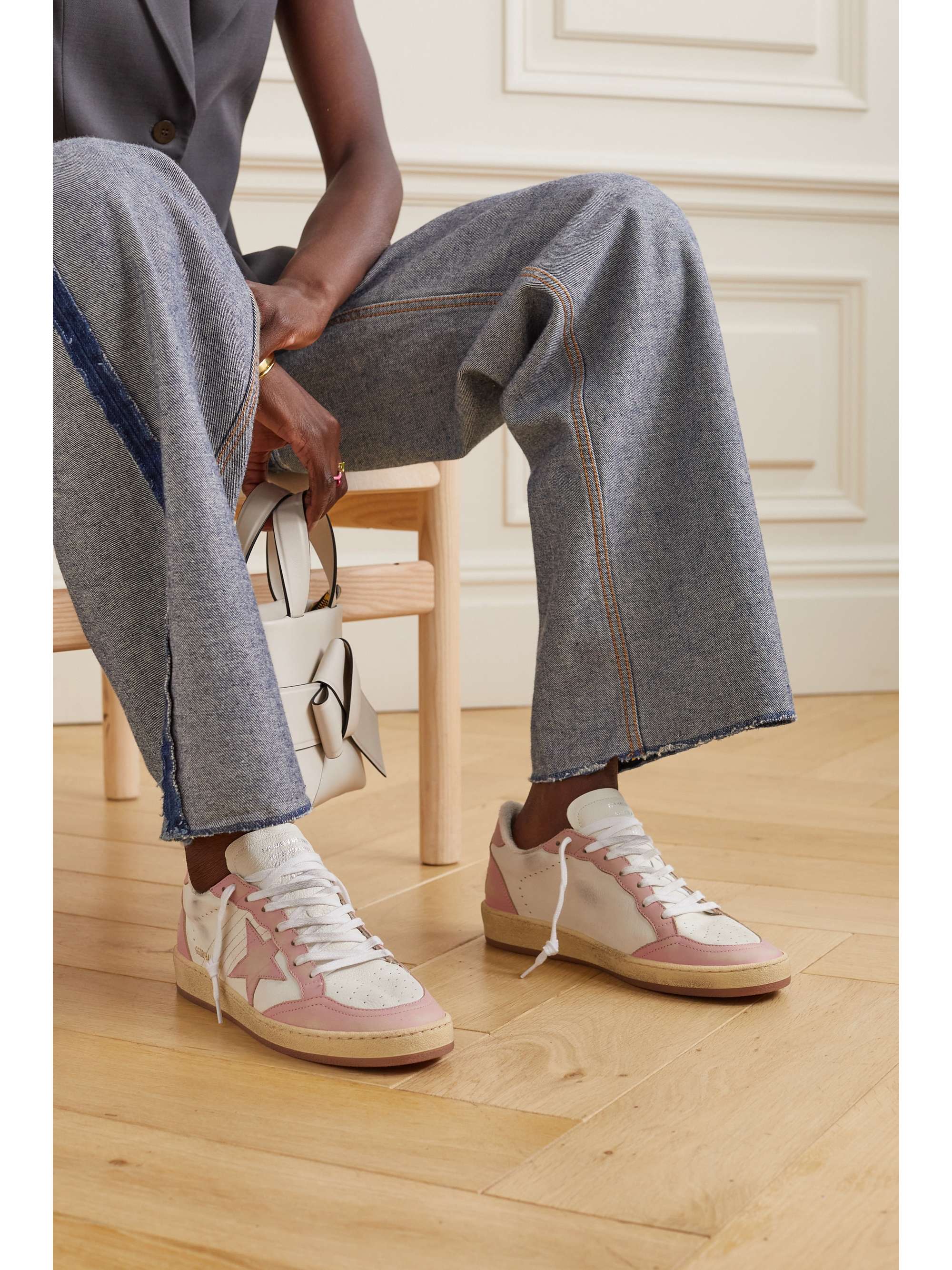 GOLDEN GOOSE Ball Star distressed leather sneakers | NET-A-PORTER