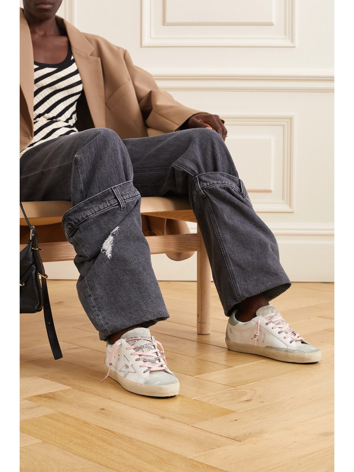 Shop Golden Goose Super-star Distressed Leather And Suede Sneakers In White