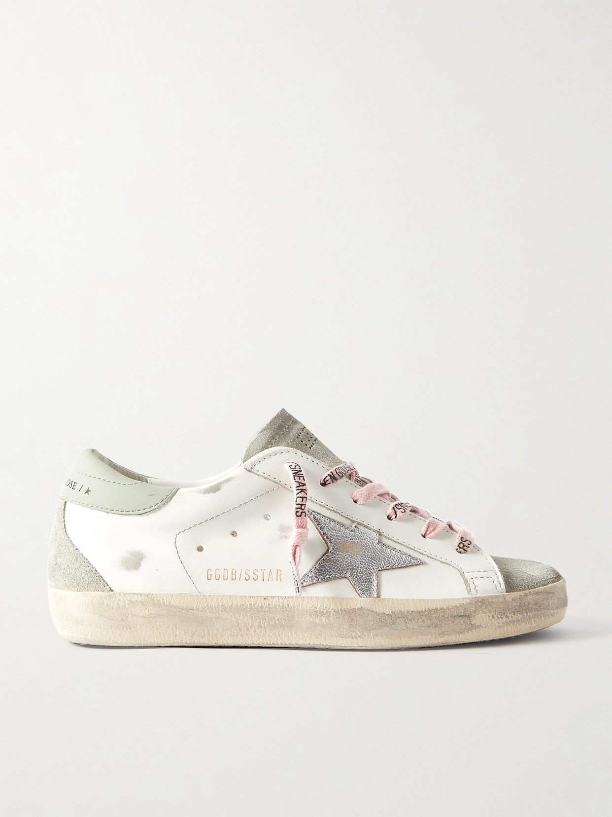 Golden Goose Super-star Distressed Leather And Suede Sneakers In White