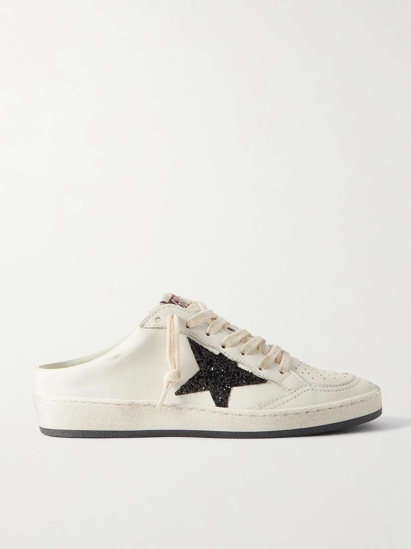Golden Goose Ball Star Sabot Glittered Leather Slip-on Sneakers