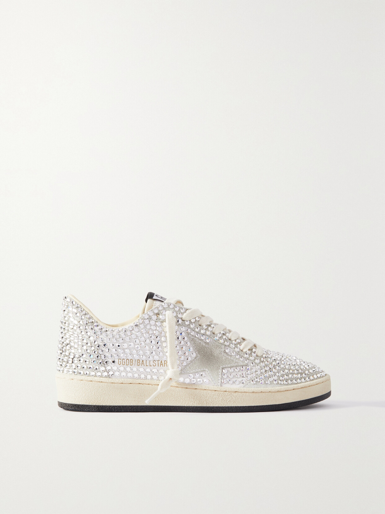 Golden Goose Ball Star Crystal-embellished Suede Trainers In White