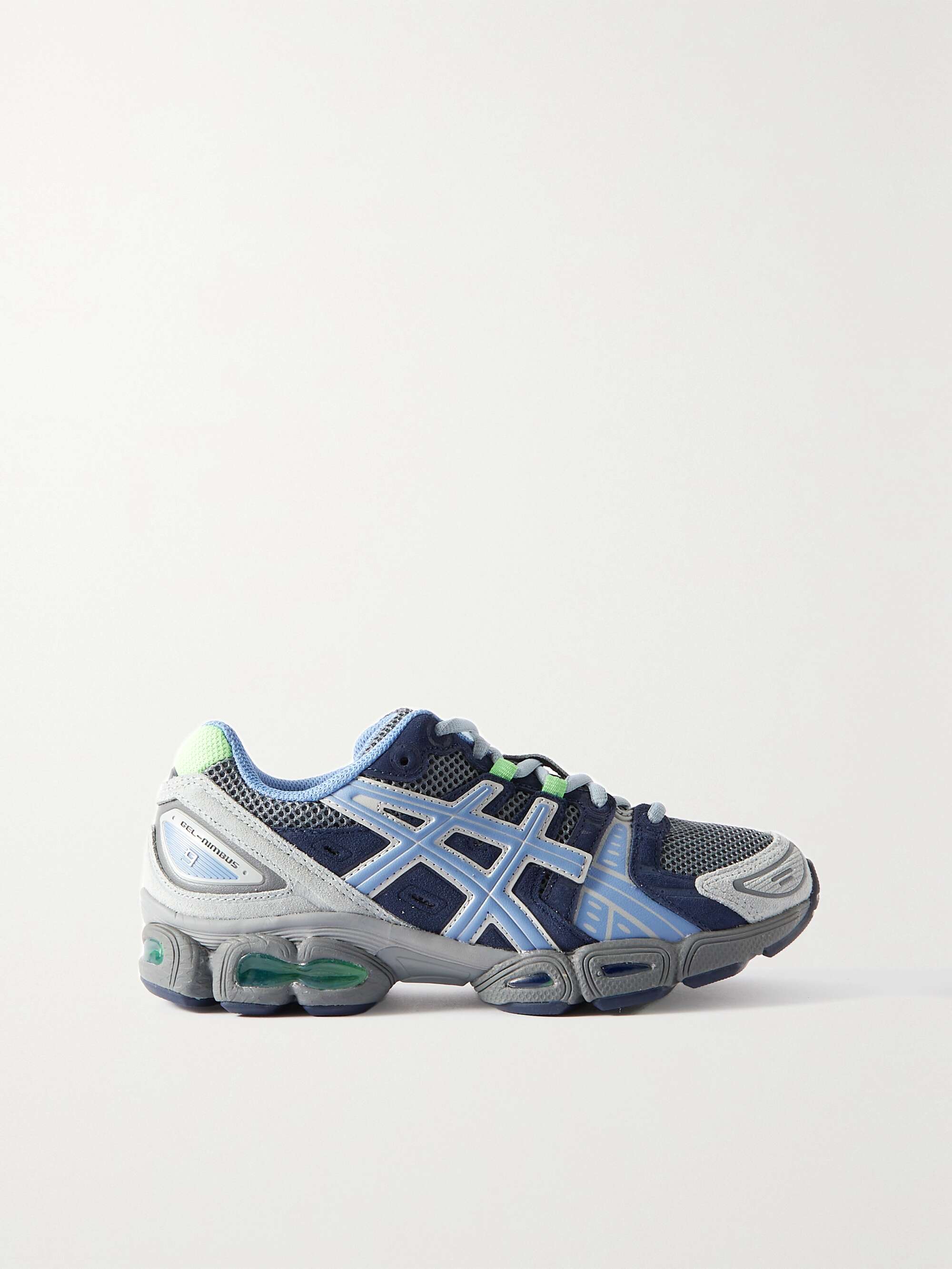 ASICS Ub5-S Gel-Nimbus 9 faux leather-trimmed mesh sneakers | NET-A-PORTER