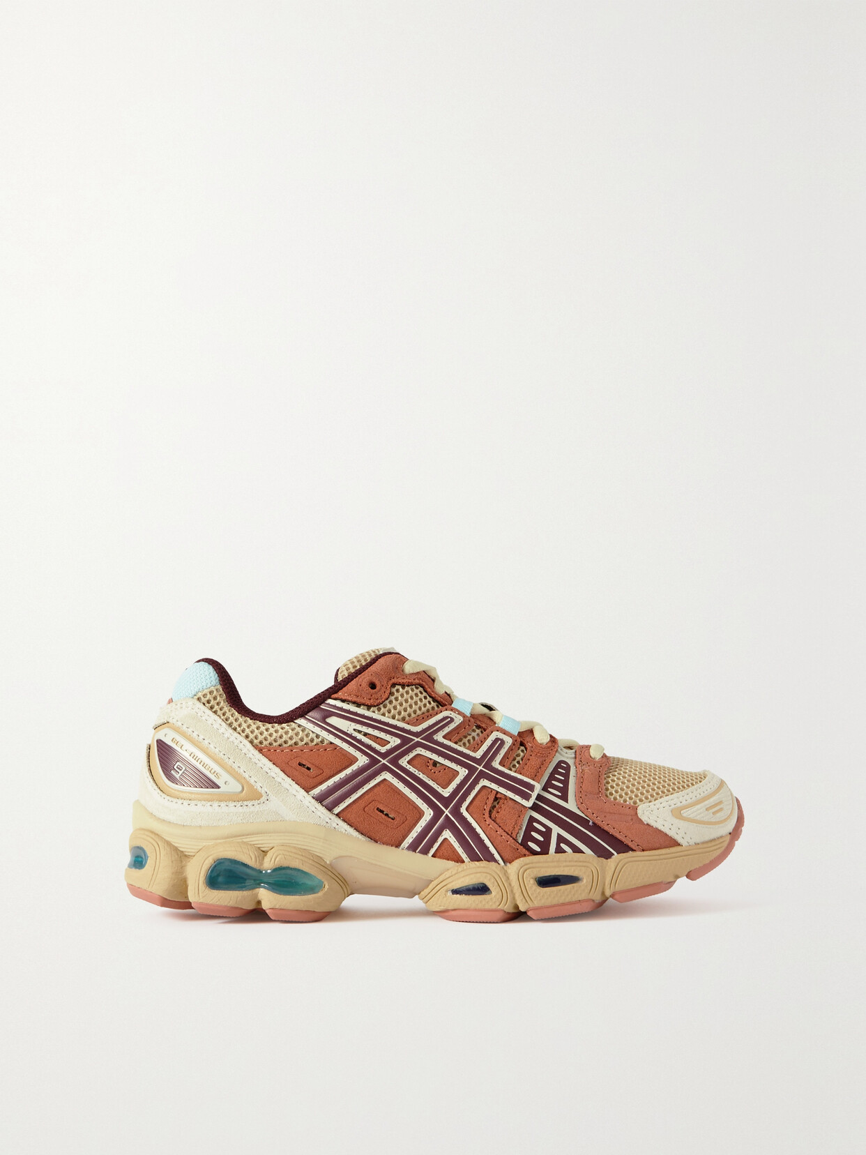 Asics Ub5-s Gel-nimbus 9 Faux Leather-trimmed Mesh Sneakers In Metallic