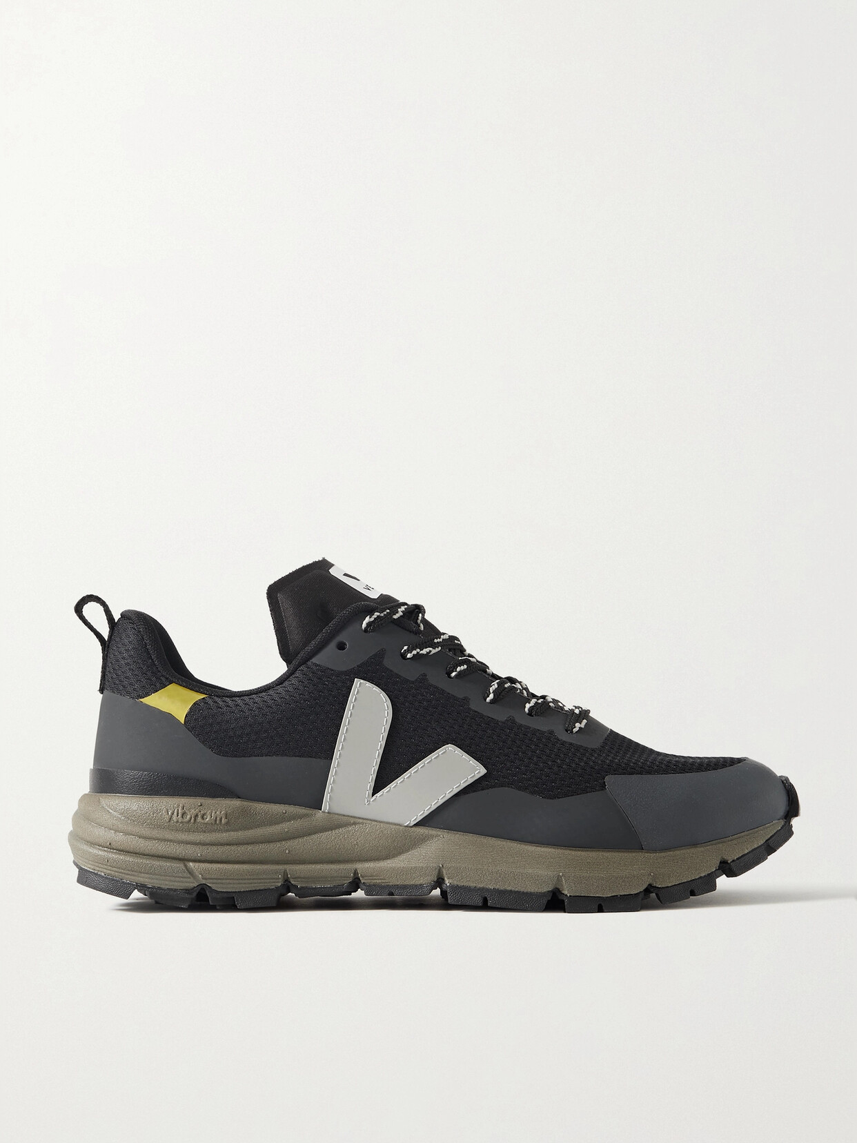 Shop Veja Dekkan Rubber-trimmed Alveomesh Sneakers In Black