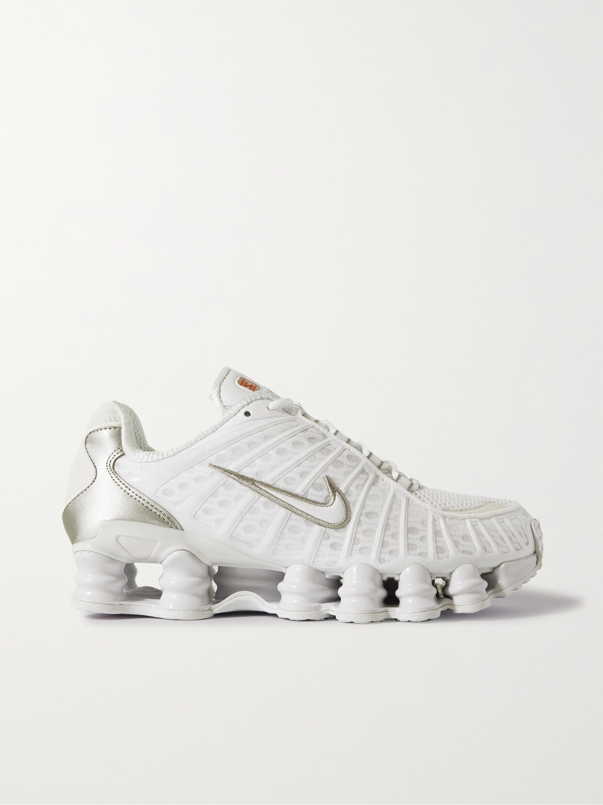 Nike Shox Tl Metallic Canvas-trimmed Rubber And Mesh Trainers In White