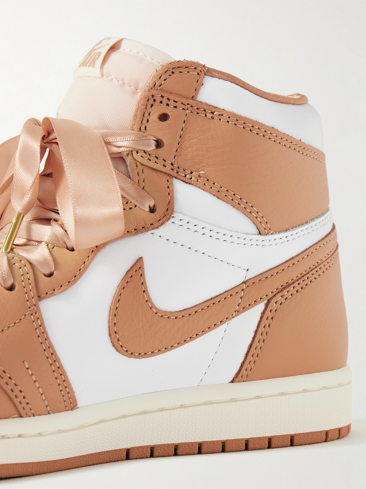 Shop Nike Air Jordan 1 Retro Mesh-trimmed Leather High-top Sneakers In Brown