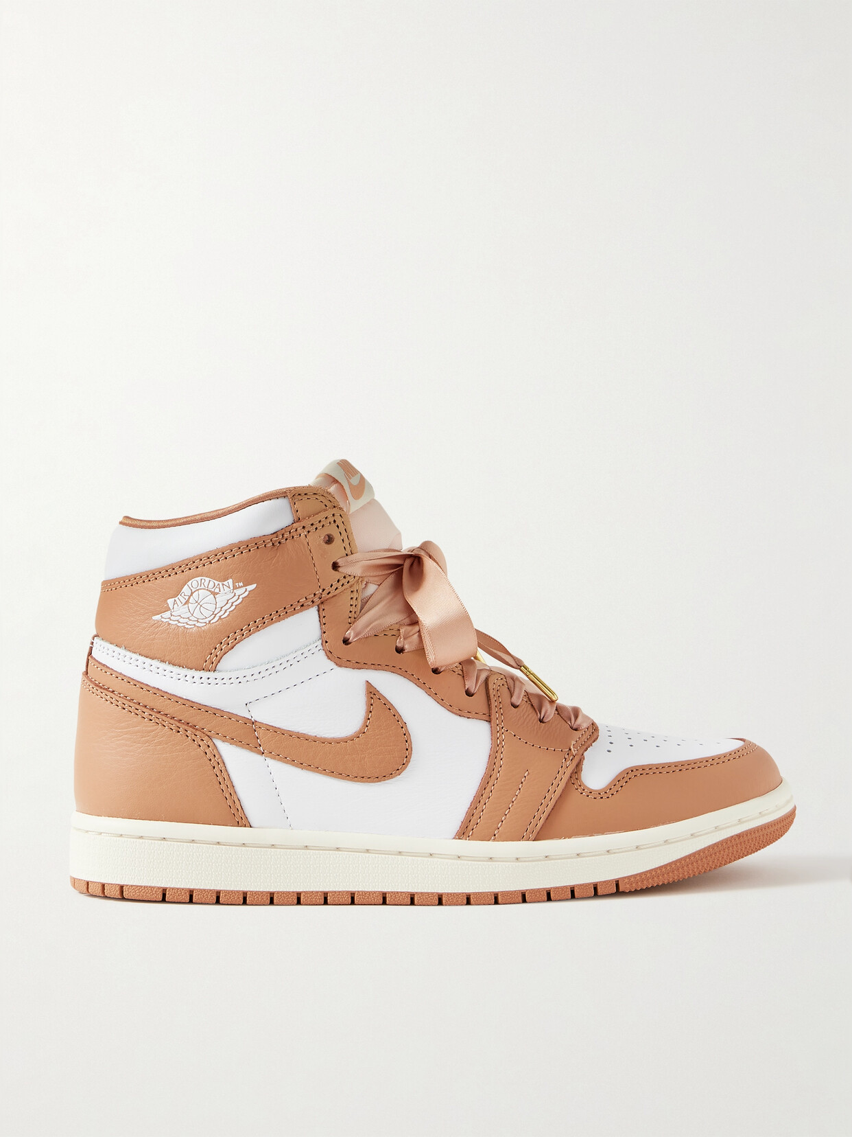 Shop Nike Air Jordan 1 Retro Mesh-trimmed Leather High-top Sneakers In Brown