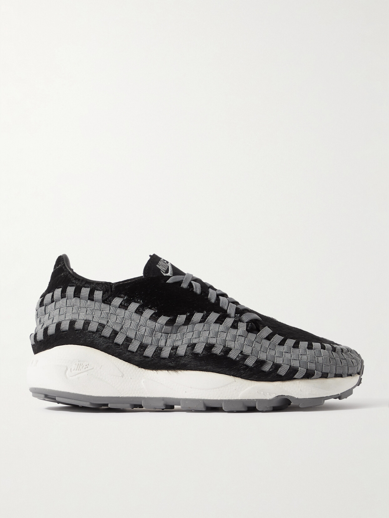 Shop Nike Air Footscape Grosgrain-trimmed Calf Hair Sneakers In Black