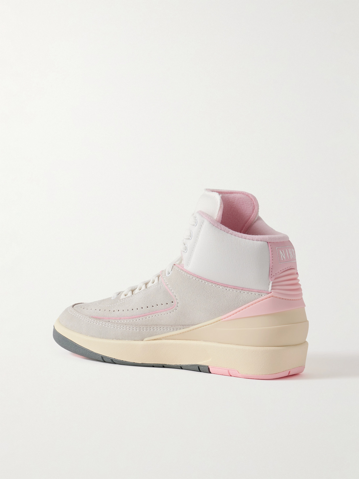 Nike Air Jordan 2 Retro Canvas-trimmed Suede High-top Sneakers In Pink