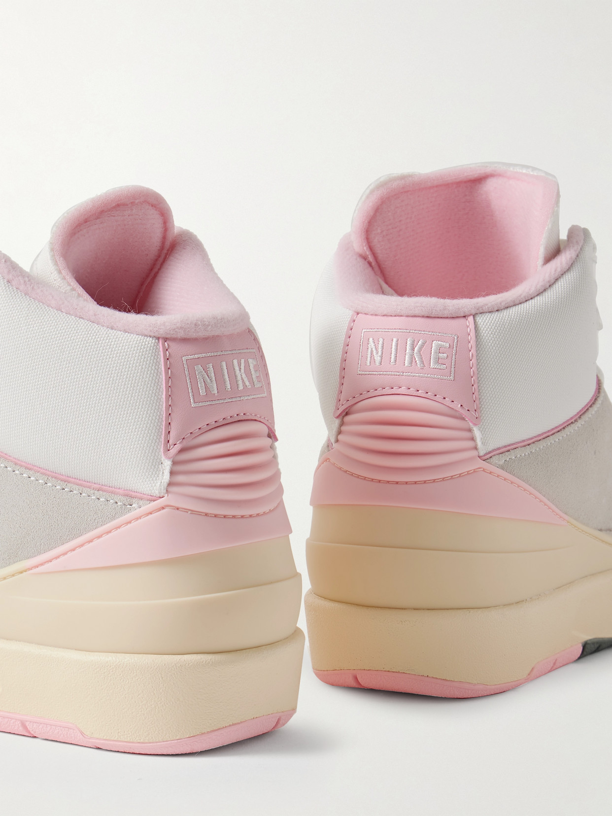 Nike Air Jordan 2 Retro Canvas-trimmed Suede High-top Sneakers In Pink