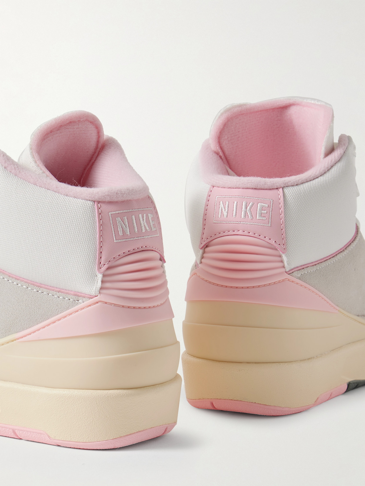 Shop Nike Air Jordan 2 Retro Canvas-trimmed Suede High-top Sneakers In Pink