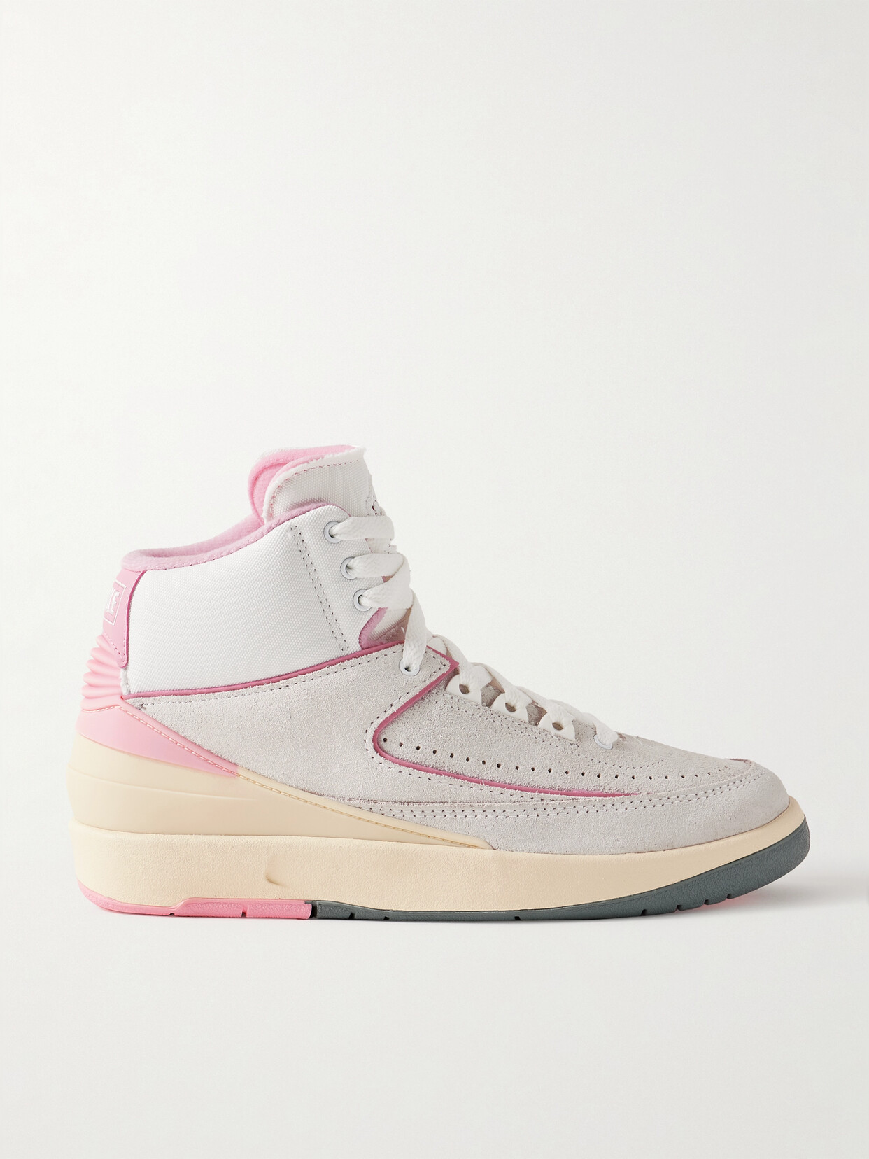 Nike Air Jordan 2 Retro Canvas-trimmed Suede High-top Sneakers In Pink