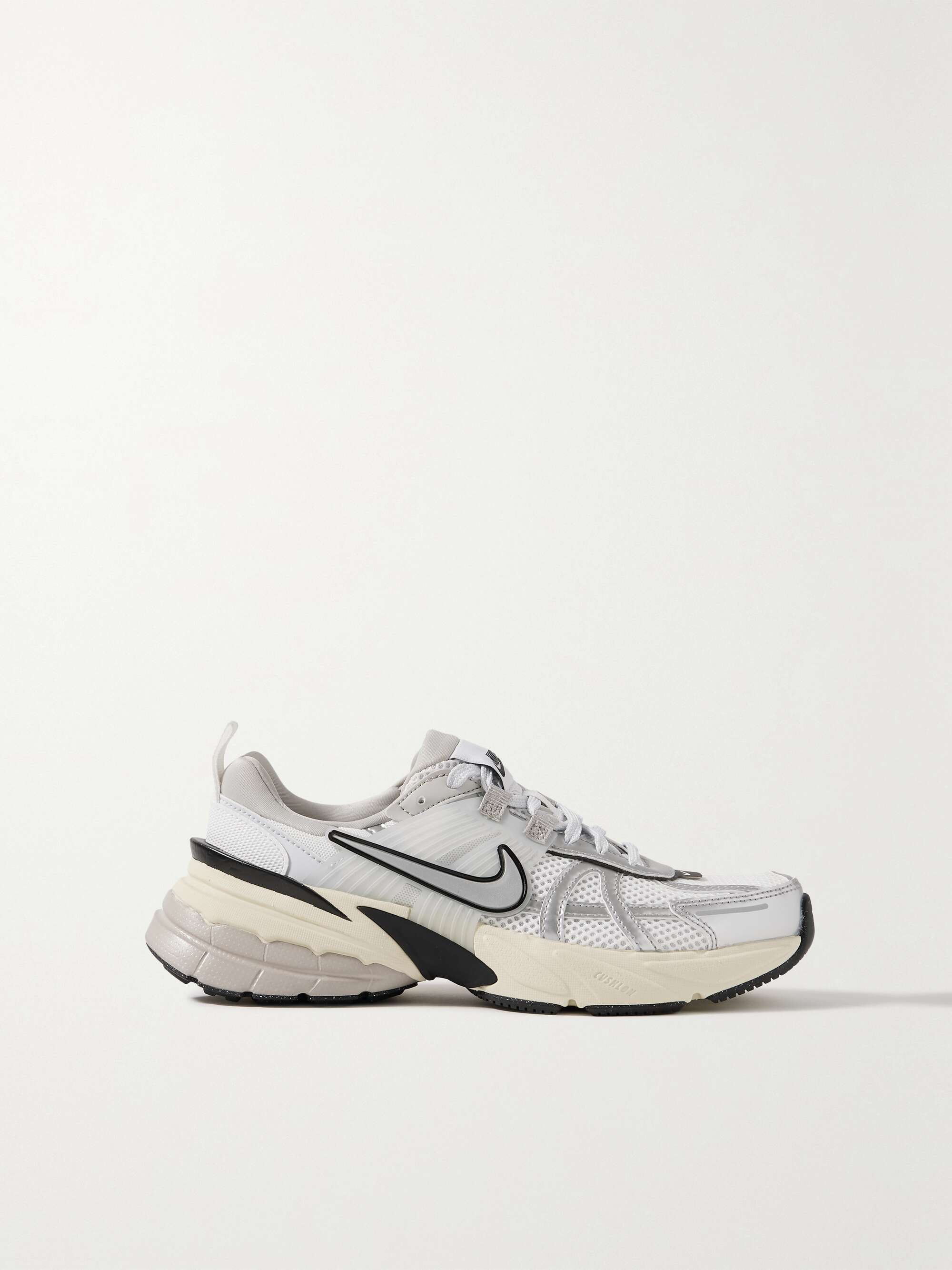 NIKE V2K Run rubber and metallic leather-trimmed mesh sneakers