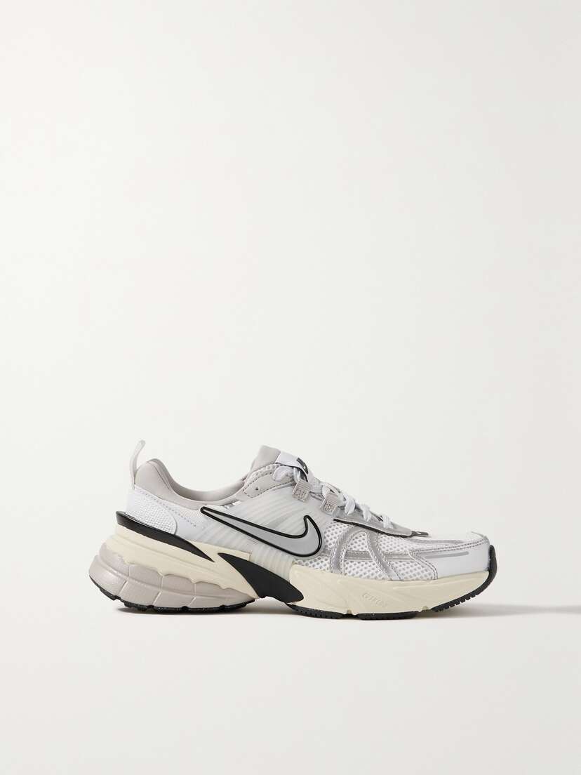 Nike V2k Run Rubber And Metallic Leather-trimmed Mesh Sneakers