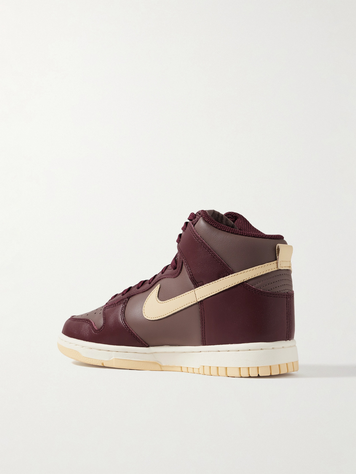 Shop Nike Dunk High Leather Sneakers In Burgundy