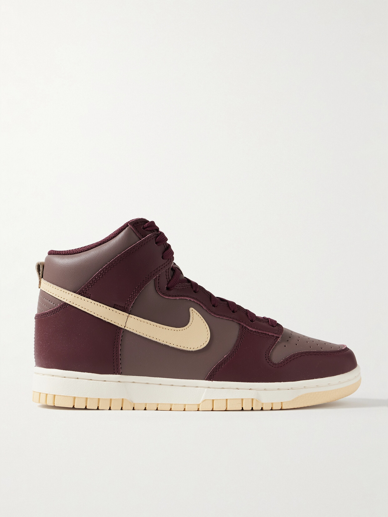 Shop Nike Dunk High Leather Sneakers In Burgundy