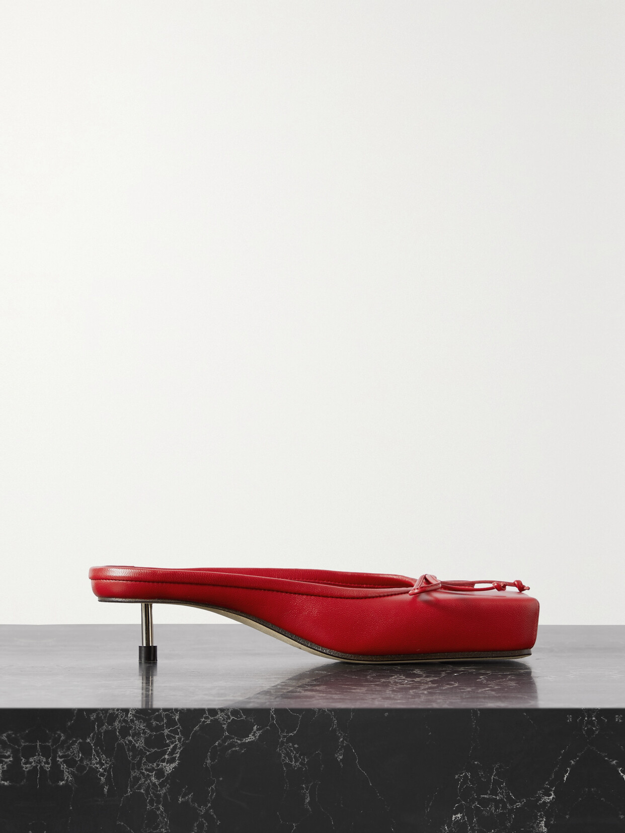 Jacquemus - Les Mules Basses Ballet Bow-detailed Leather Pumps - Red