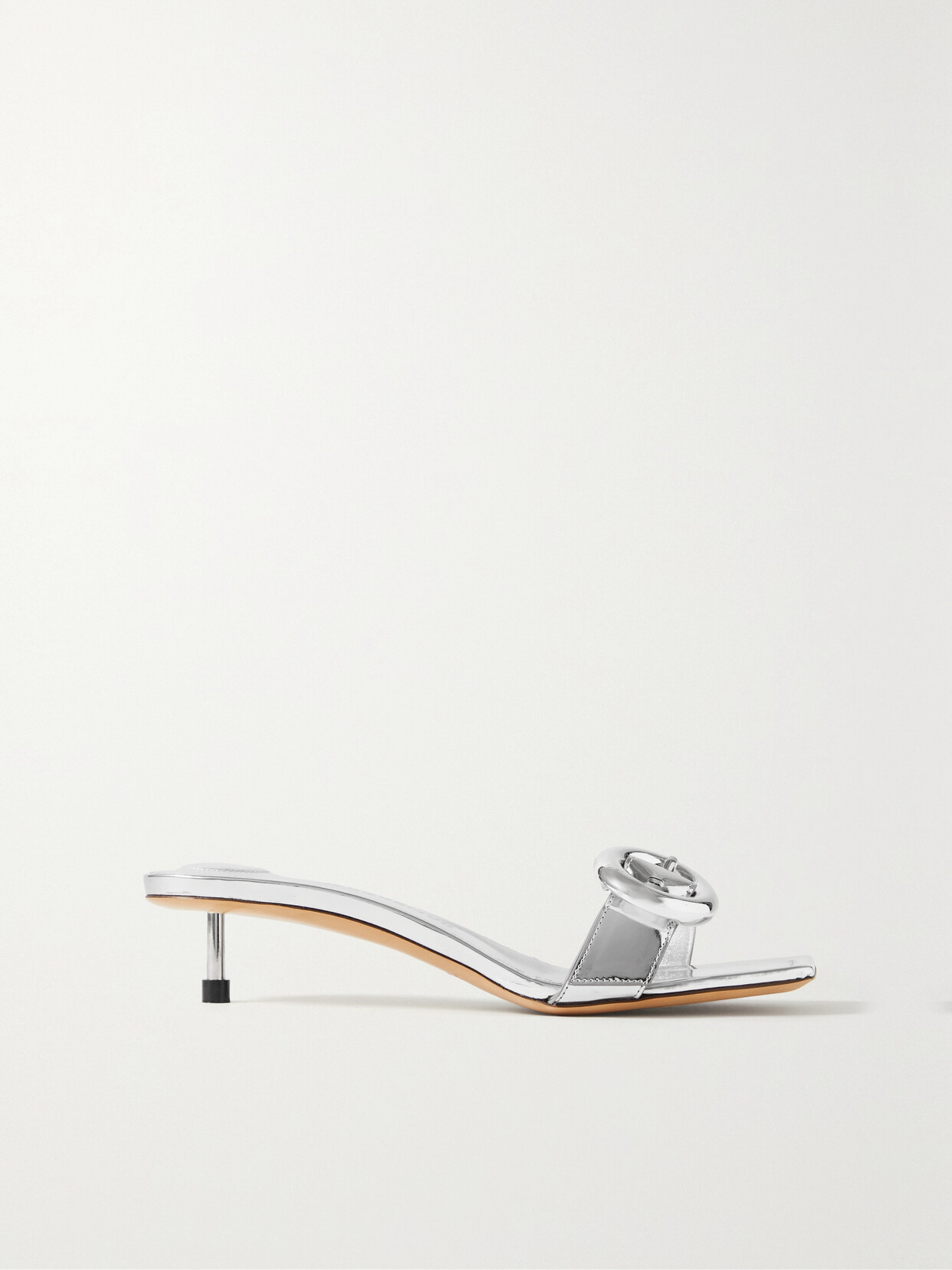 Jacquemus Regalo Buckled Metallic Leather Mules - Silver