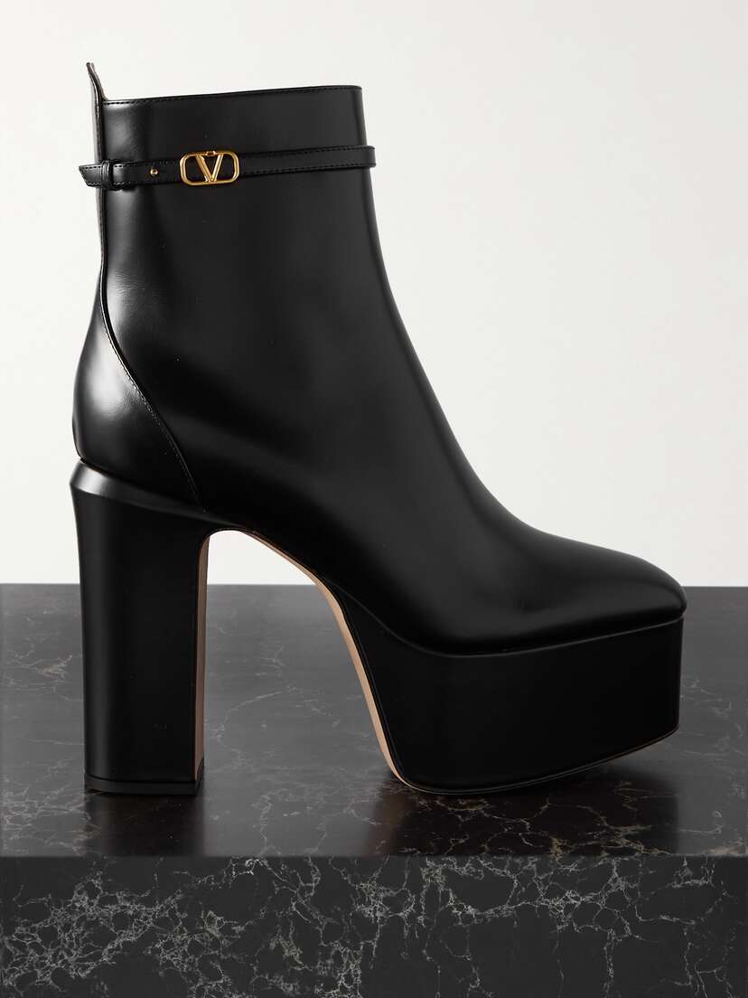 Valentino Garavani — Tan-Go 120 leather platform ankle boots