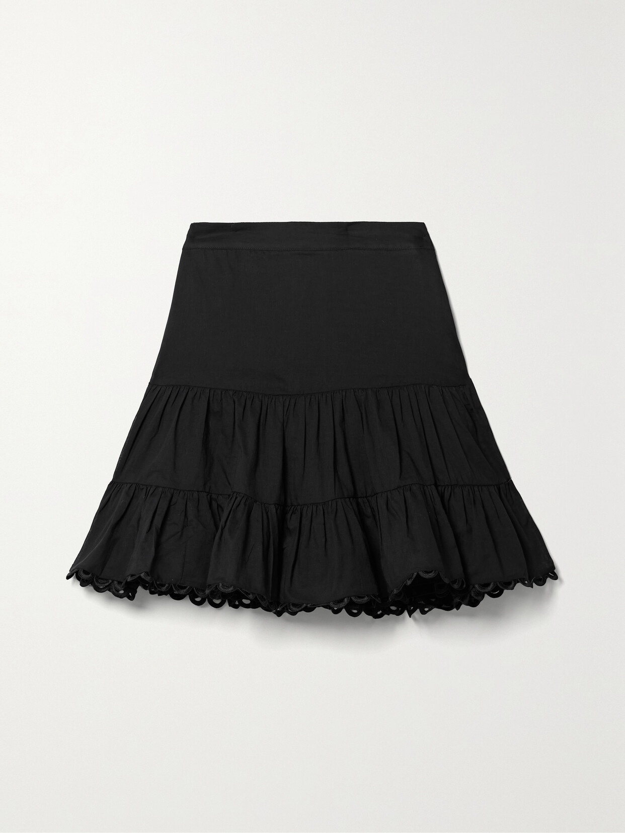 Charo Ruiz - Argy Picot-trimmed Cotton-blend Mini Skirt - Black