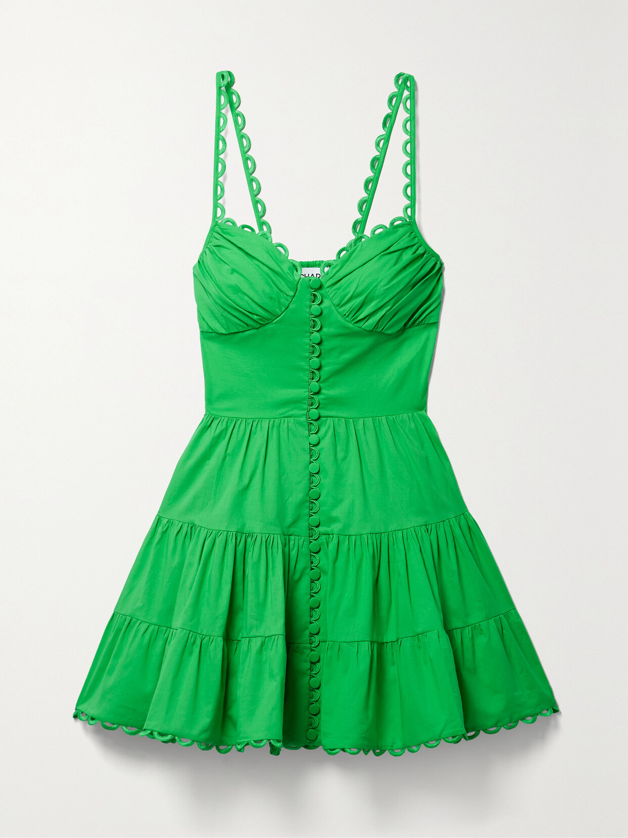 Charo Ruiz - Angy Guipure Lace-trimmed Cotton-blend Voile Mini Dress - Green