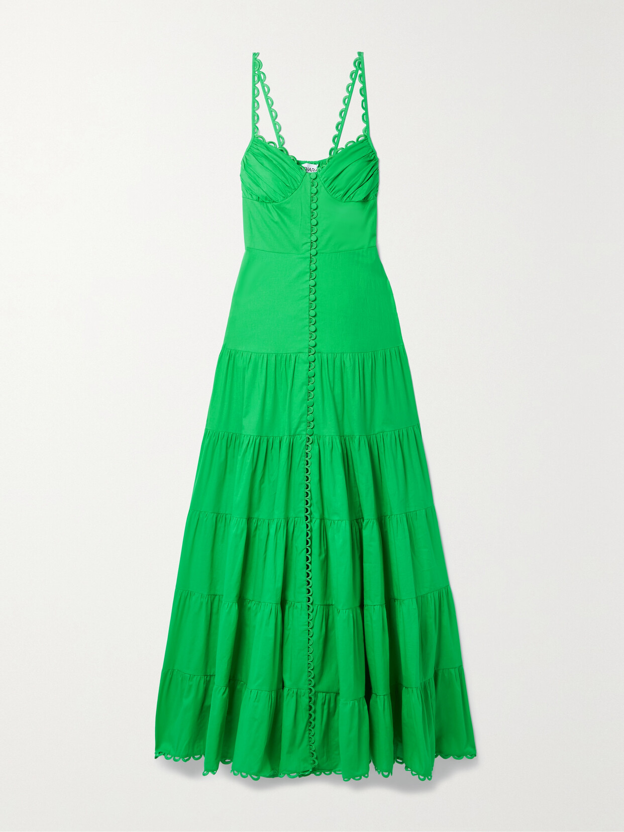 Charo Ruiz - Melia Tiered Cotton-blend Maxi Dress - Green