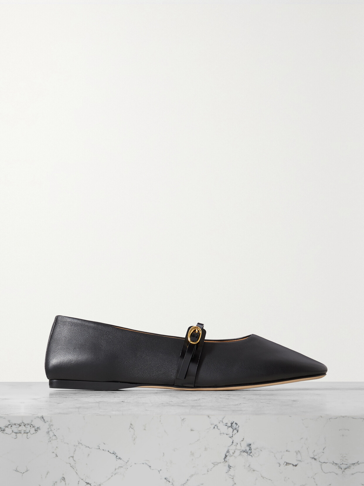 JACQUEMUS RONDES LEATHER MARY JANE BALLET FLATS