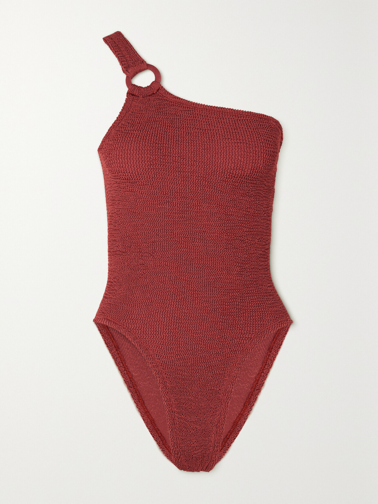 Hunza G - + Rose Inc Yasmeen One-shoulder Seersucker Swimsuit - Red