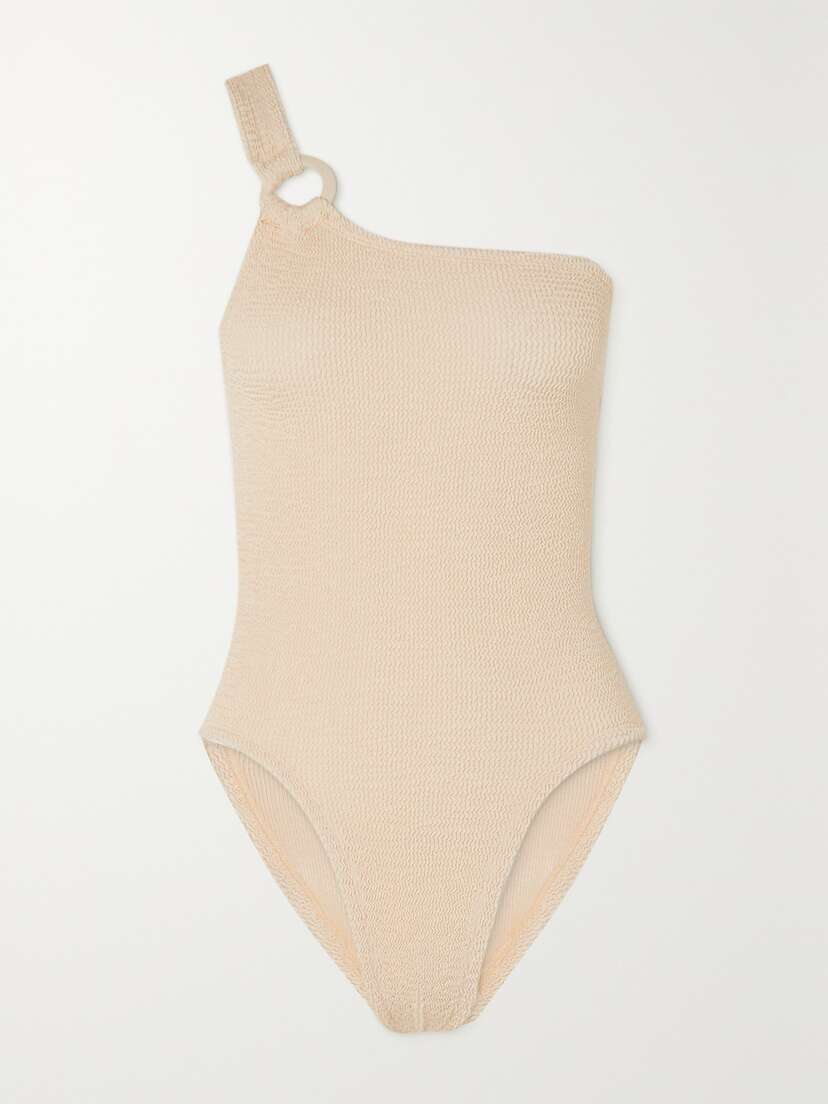 Hunza G + Rose Inc Yasmeen One-shoulder Seersucker Swimsuit