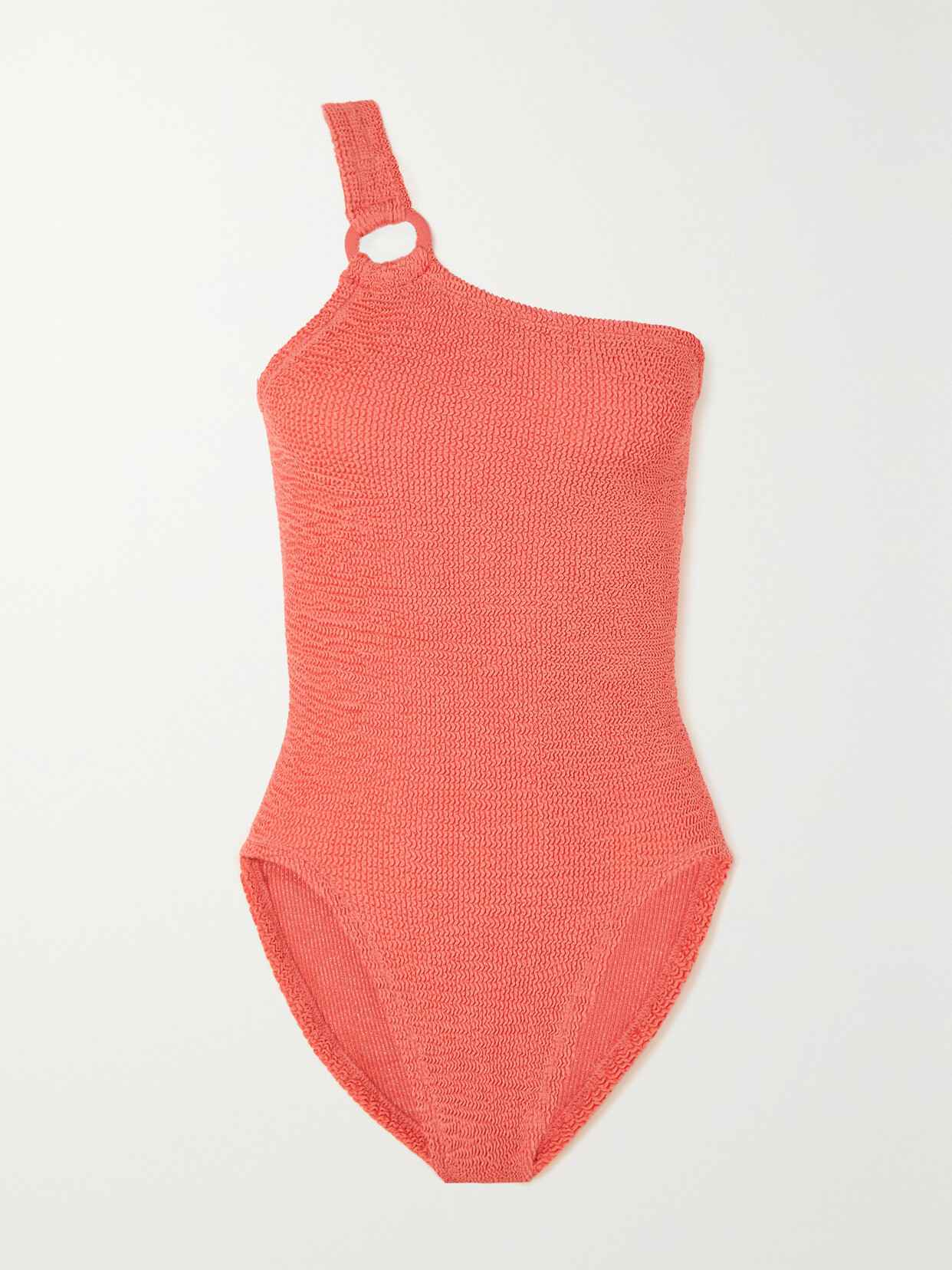 HUNZA G + ROSE INC YASMEEN ONE-SHOULDER SEERSUCKER SWIMSUIT
