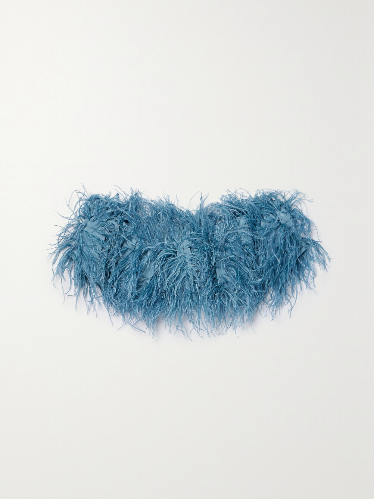 Cult Gaia - Goetz Off-the-shoulder Cropped Feather-trimmed Crepe Top - Blue