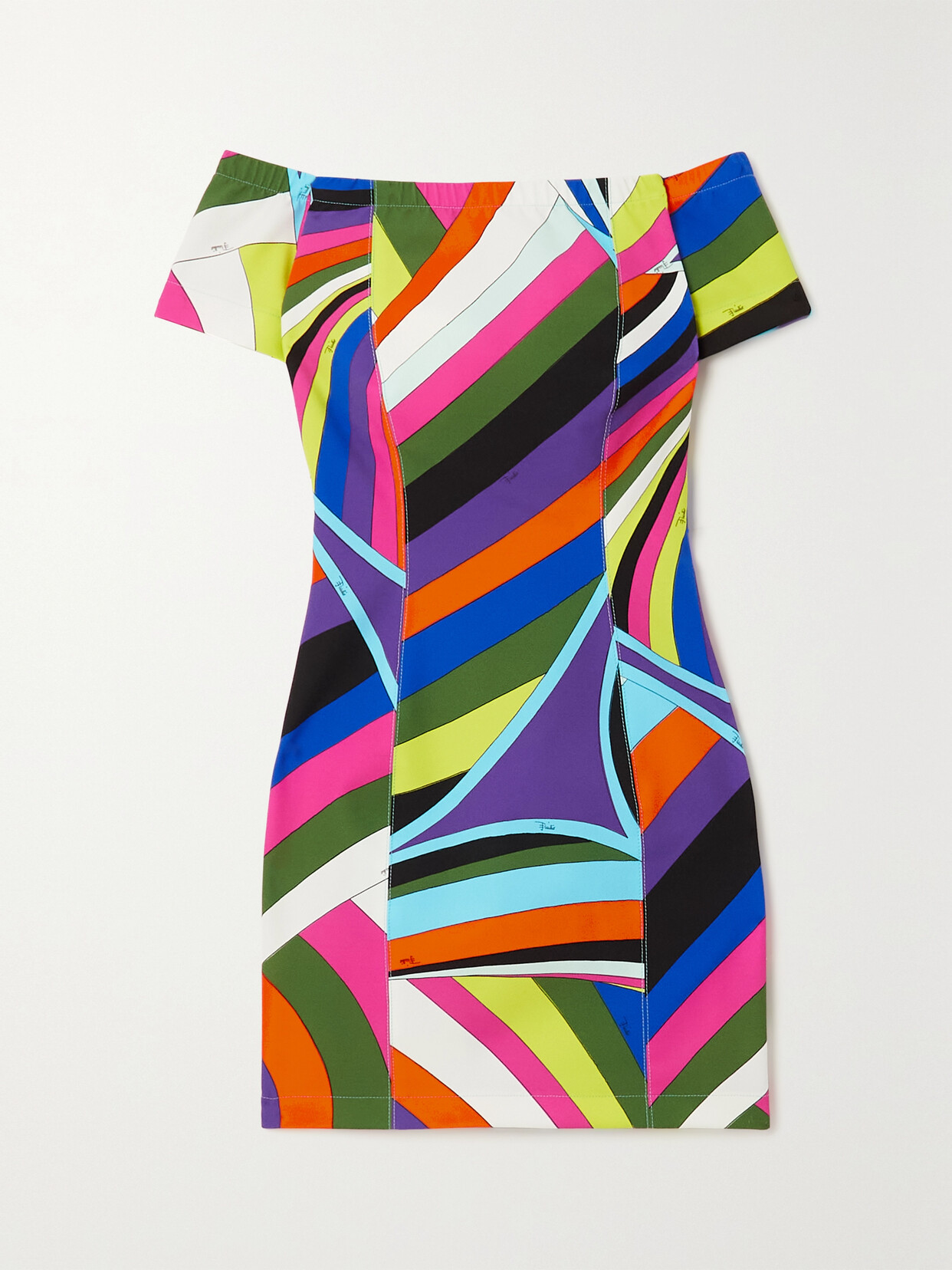 PUCCI Off-the-shoulder Printed Stretch-jersey Mini Dress - Blue