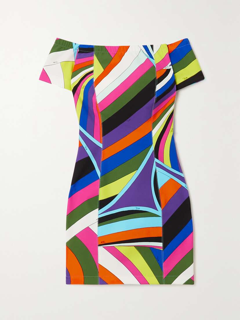 PUCCI Off-the-shoulder Printed Stretch-jersey Mini Dress