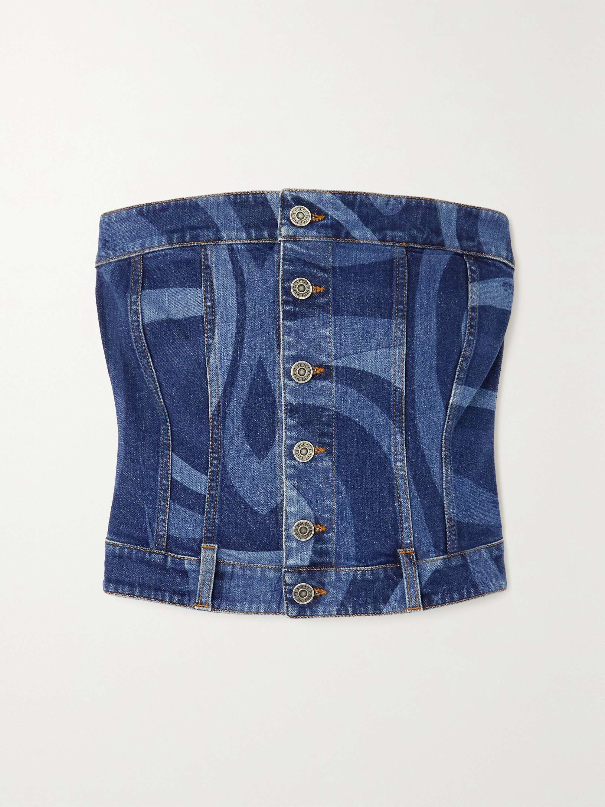 stretch-denim | NET-A-PORTER PUCCI Printed bustier top