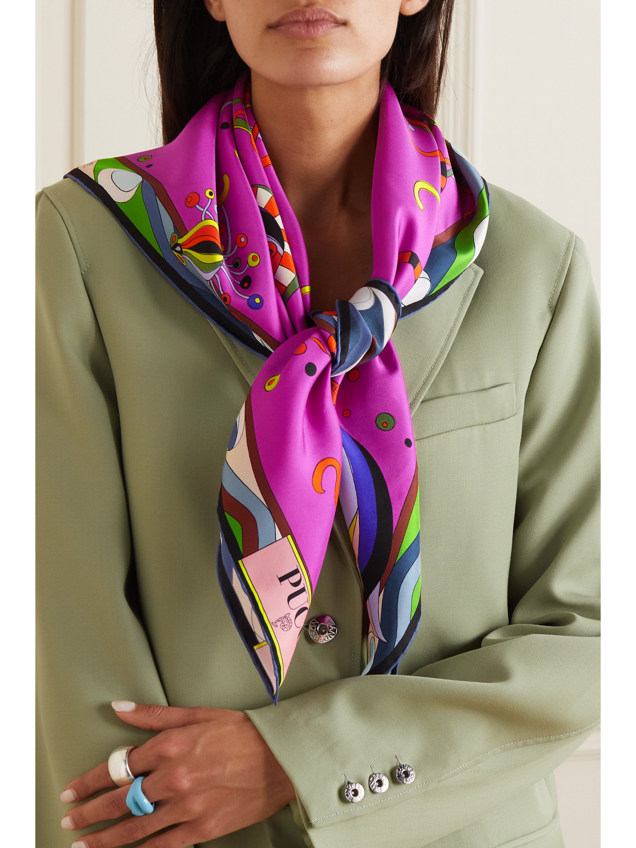 Shop Pucci Printed Silk-twill Scarf In Pink