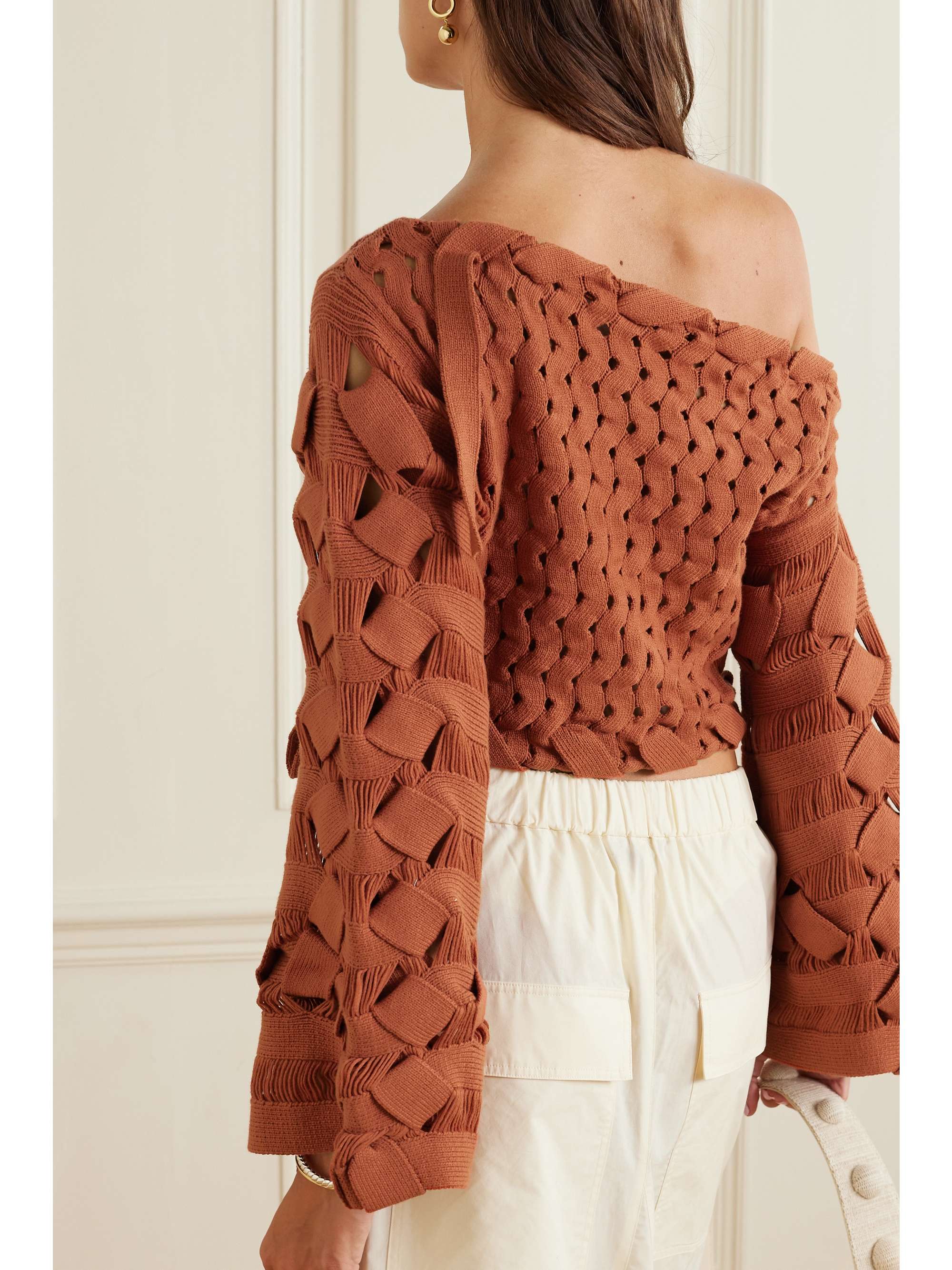 CULT GAIA Odette openknit cottonblend top NETAPORTER