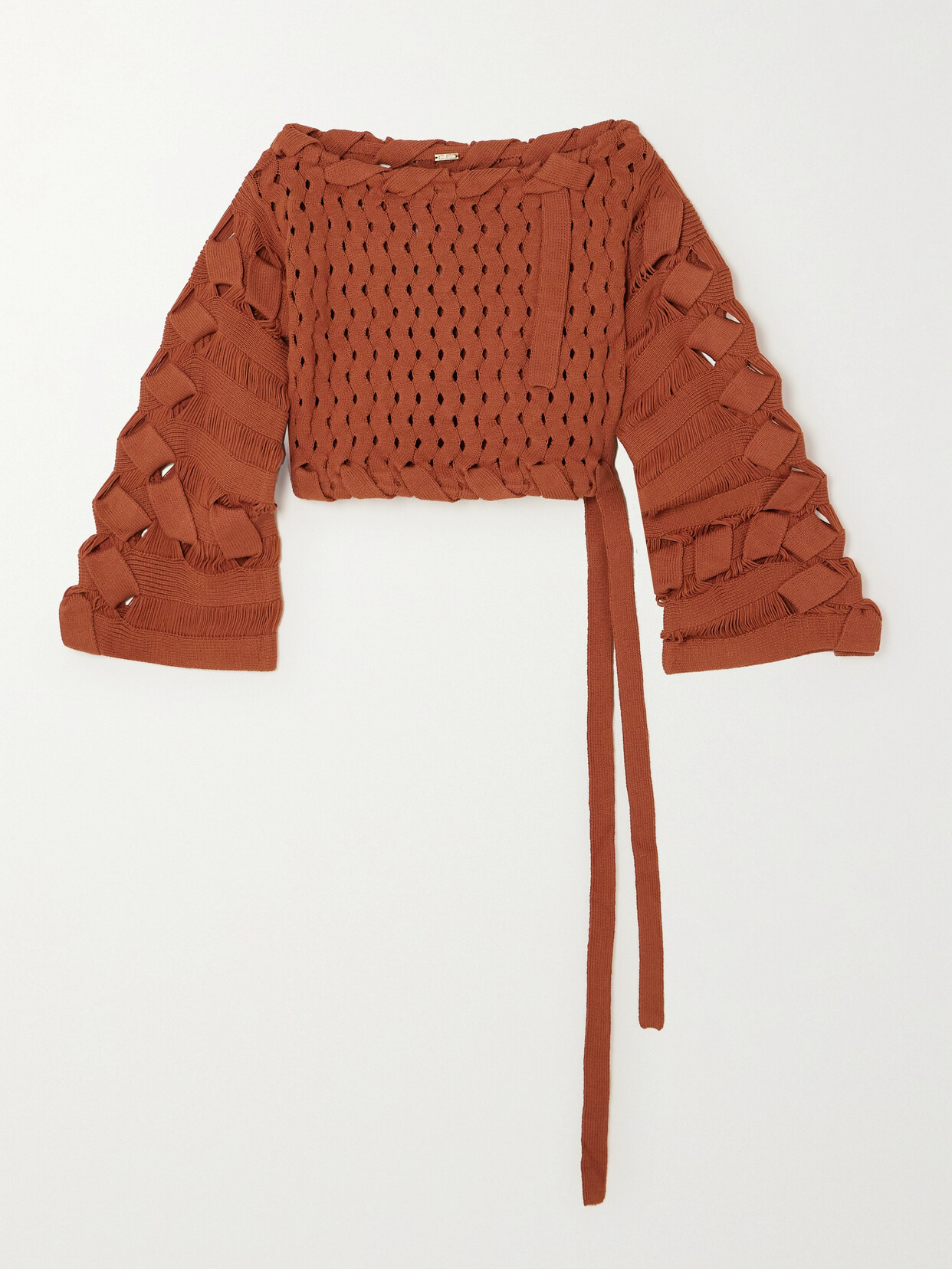 Cult Gaia Odette Open-knit Cotton-blend Top - Brown