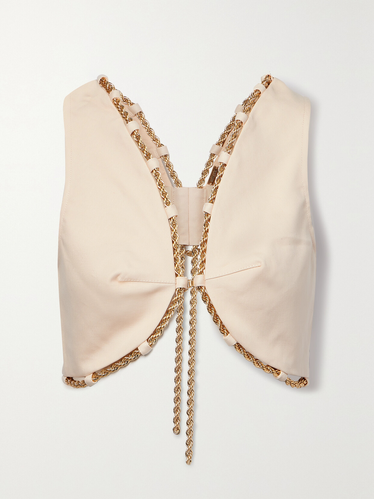 Cult Gaia - Cara Cropped Embellished Cotton-canvas Top - Cream