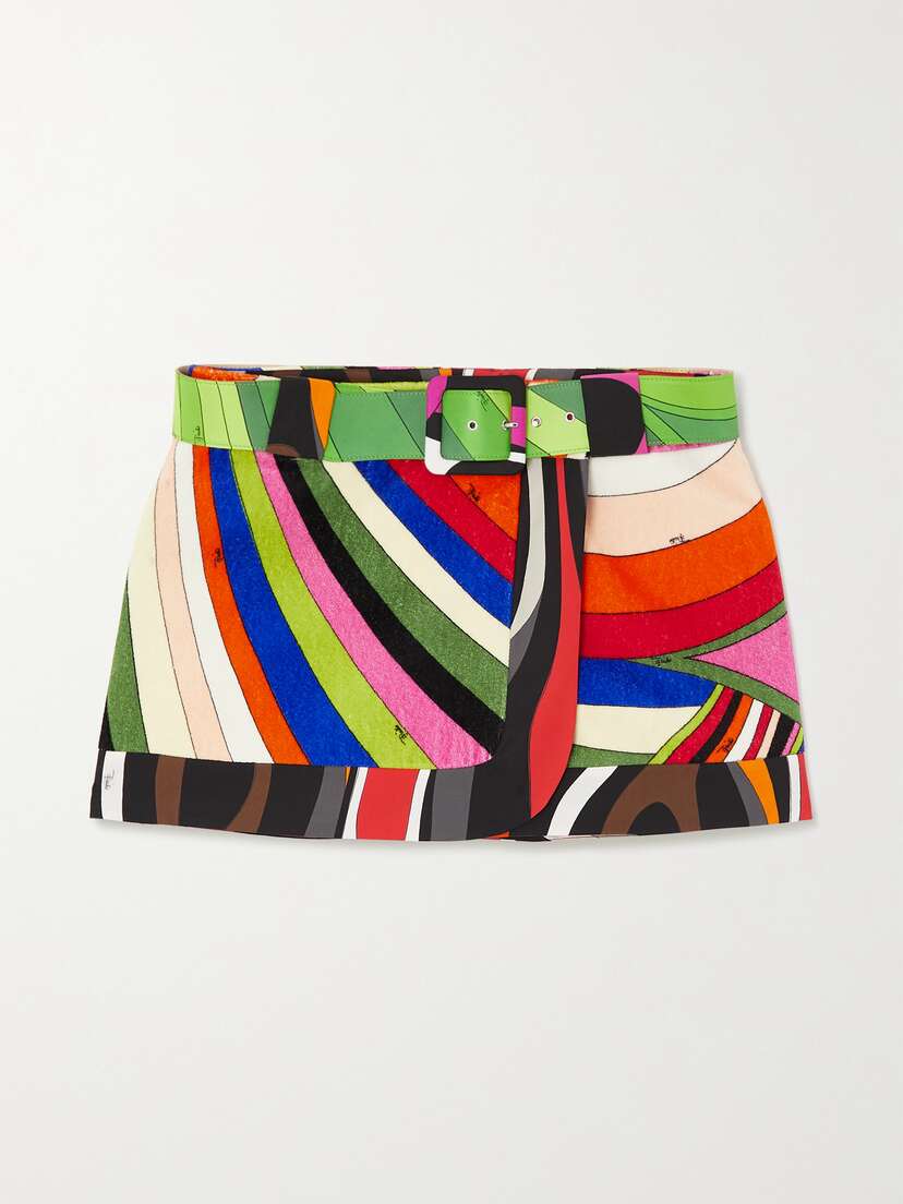 PUCCI Iride Belted Printed Cotton And Terry Mini Wrap Skirt