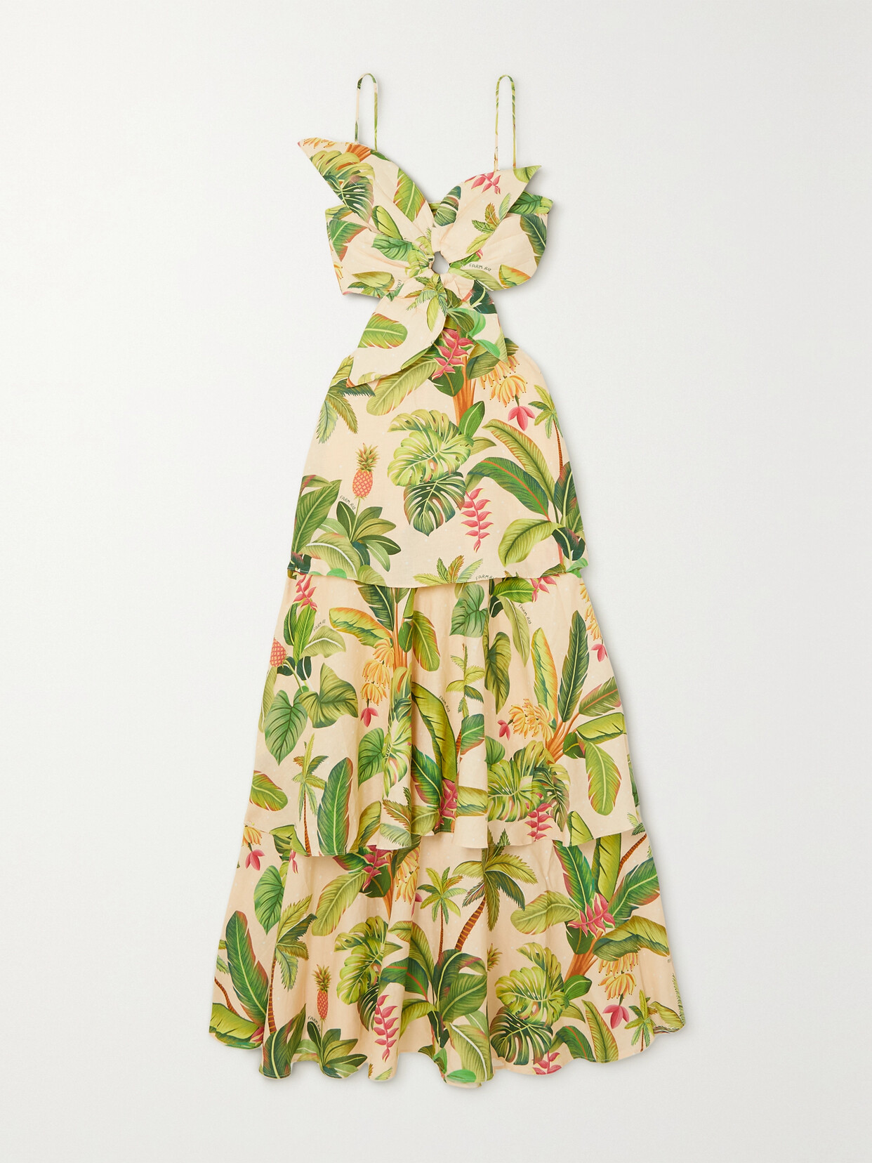 Farm Rio - Fruit Forest Open-back Floral-print Linen-blend Maxi Dress - Green