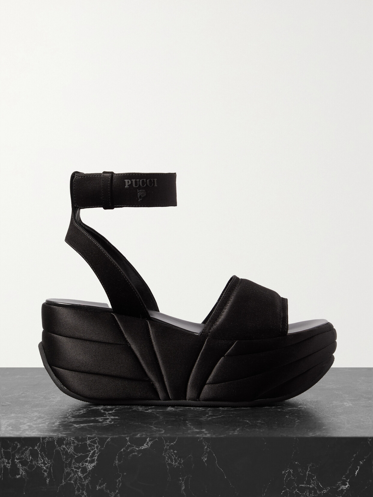 PUCCI - Satin Platform Sandals - Black