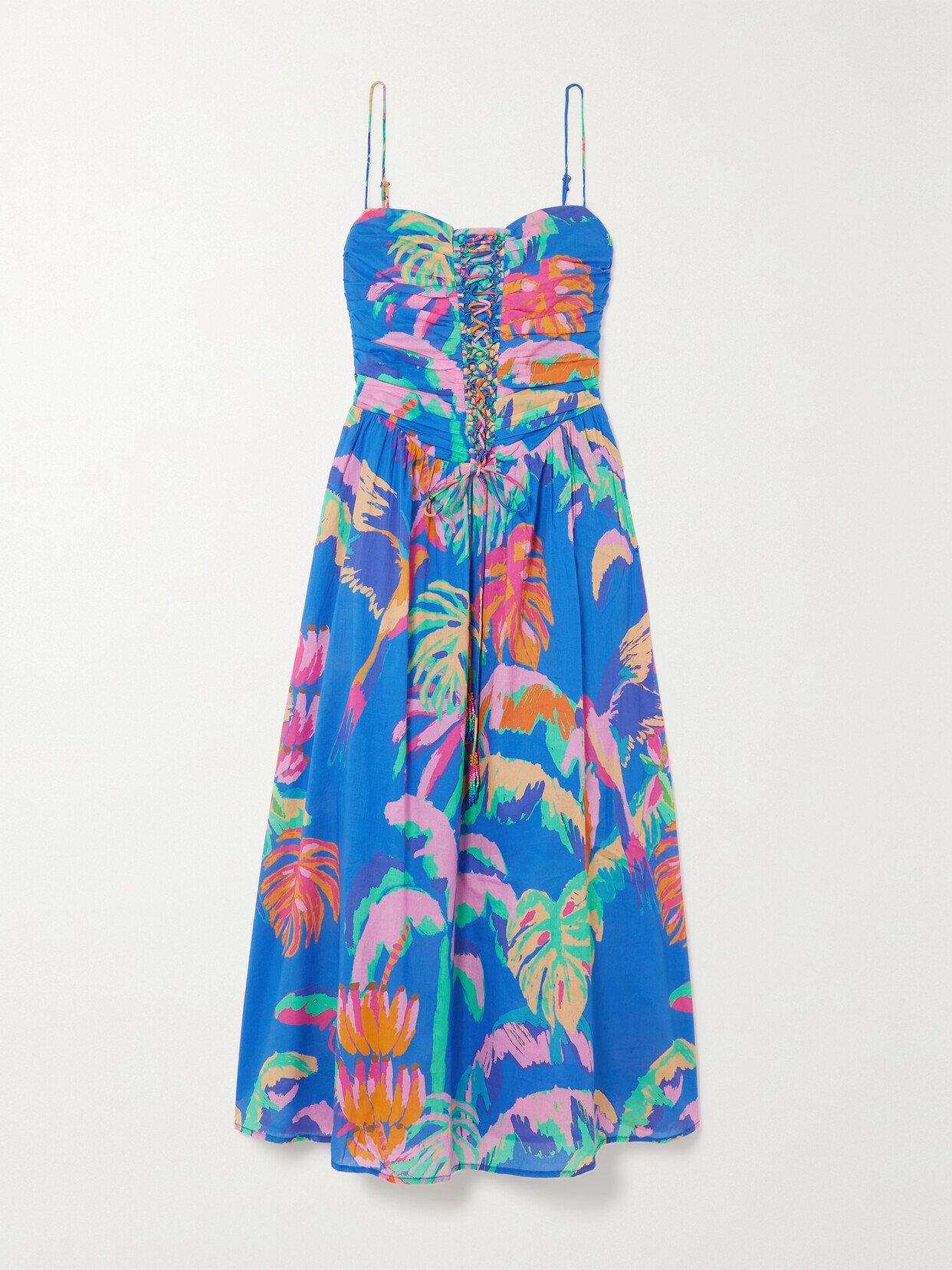 Farm Rio - Printed Cotton-voile Midi Dress - Blue