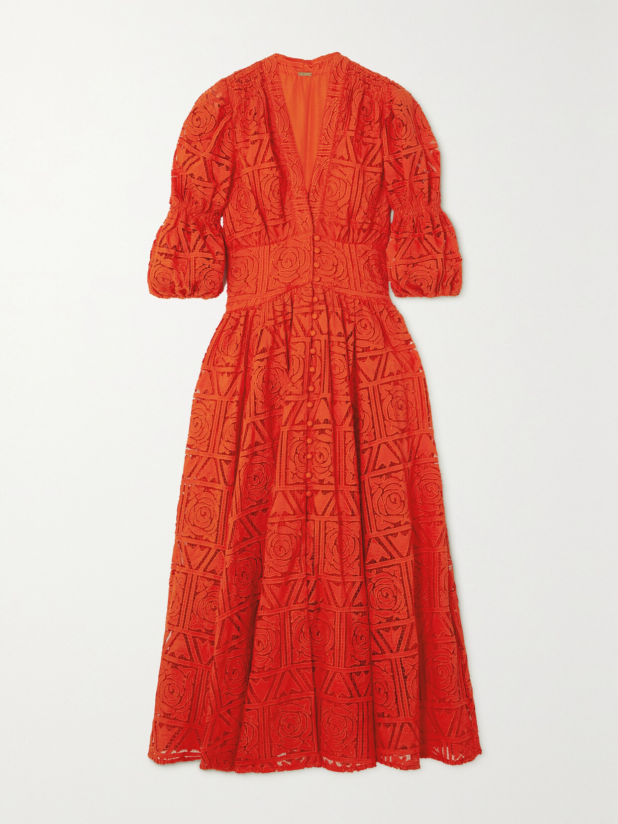 Cult Gaia - Willow Guipure Lace Midi Dress - Red