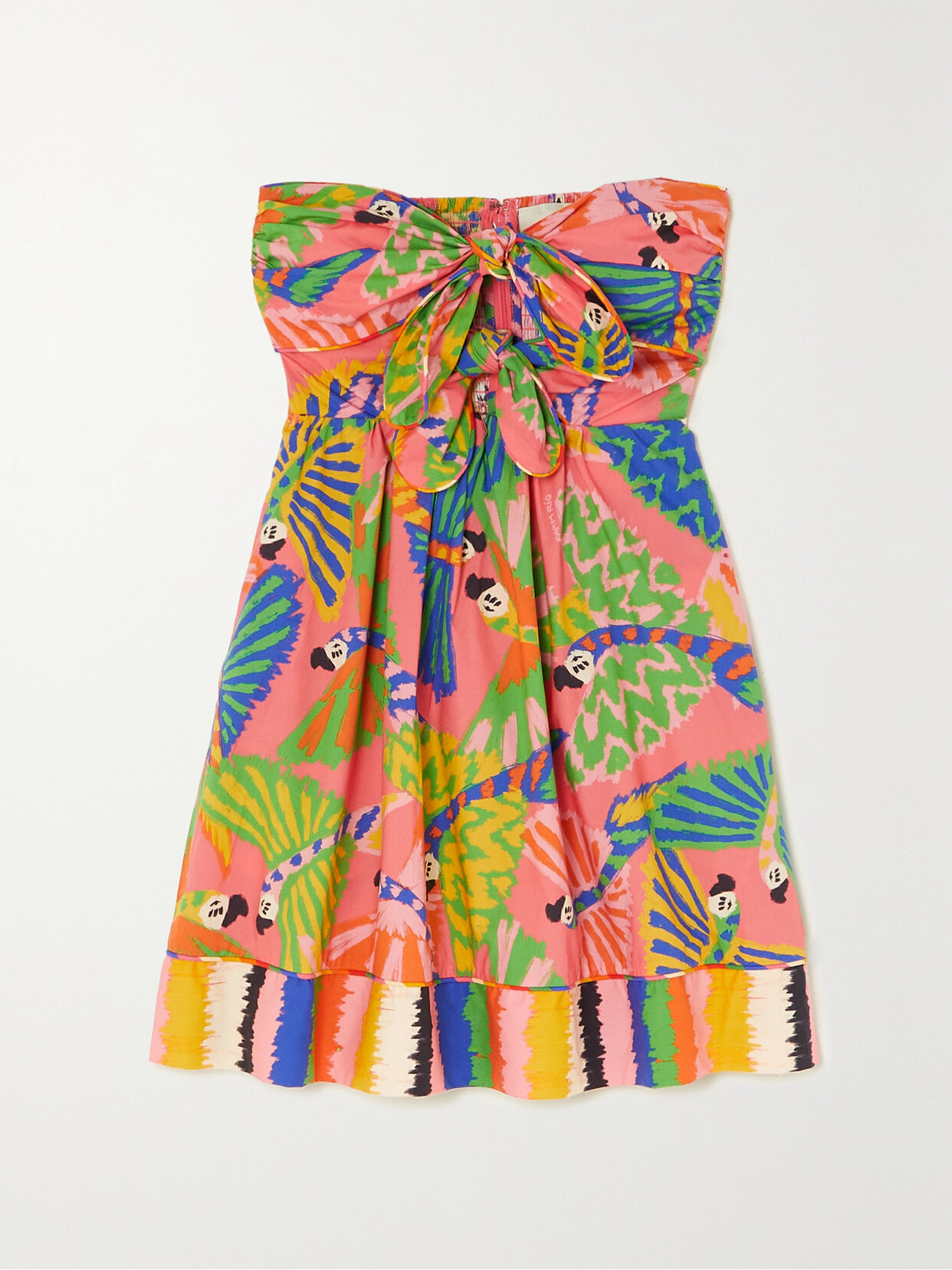 Farm Rio + Net Sustain Graphic Macwas Strapless Printed Organic Cotton Mini Dress