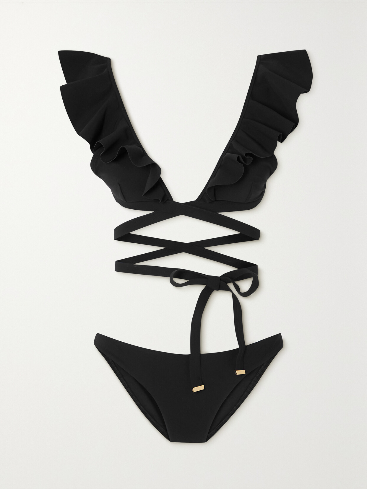Zimmermann Halcyon Ruffled Tie-detailed Bikini - Black