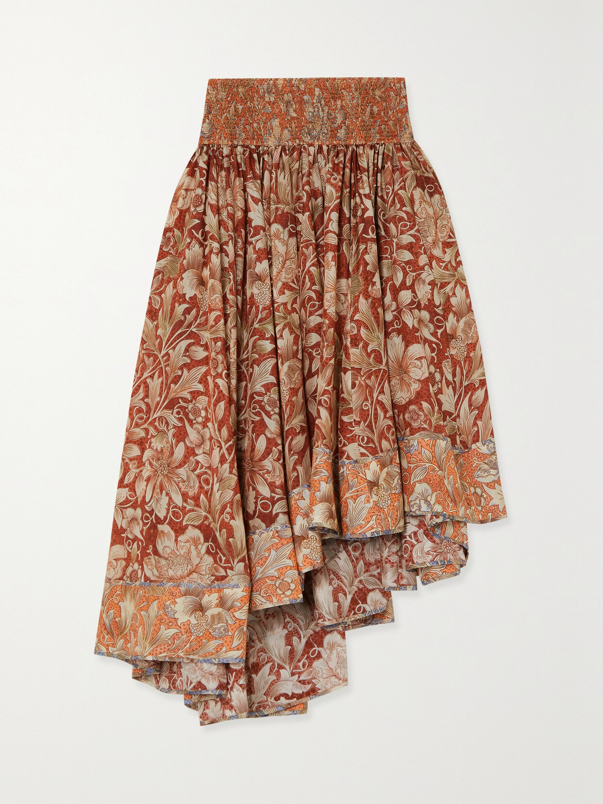 Zimmermann - Chintz Asymmetric Floral-print Silk Crepe De Chine Midi Skirt - Ecru