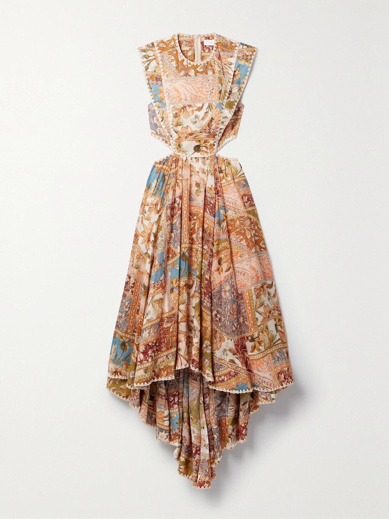 Zimmermann Chintz Cutout Printed Ramie Midi Dress - Orange
