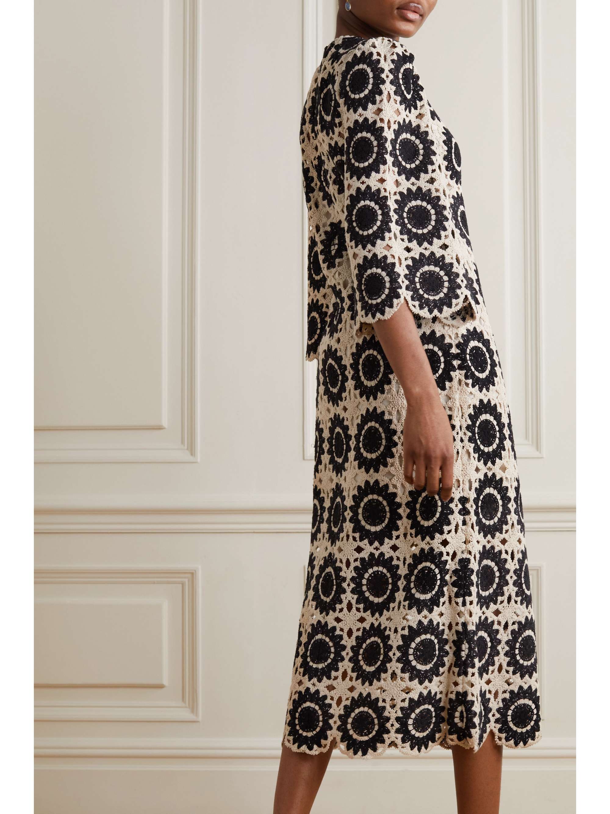 ZIMMERMANN Ginger scalloped crocheted cotton-blend midi dress | NET-A ...