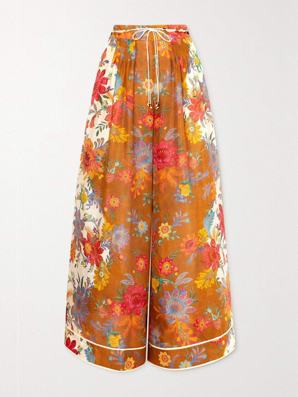 Zimmermann Ginger Relaxed Pant In Cream/brown Floral In Unknown