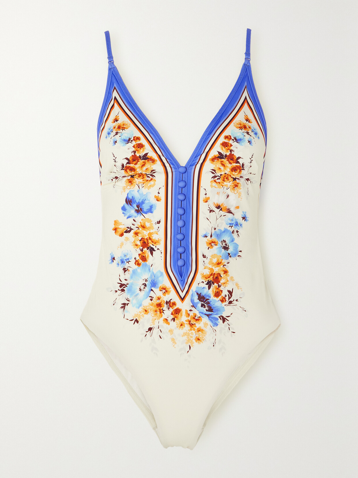 Zimmermann - Halcyon Floral-print Swimsuit - Cream